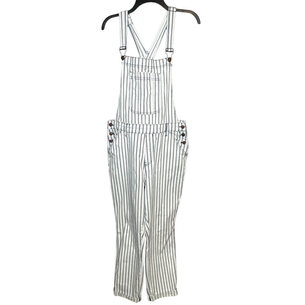 Judy Blue White & Blue Railroad Striped Boyfriend Painter Denim Overalls Size 1X